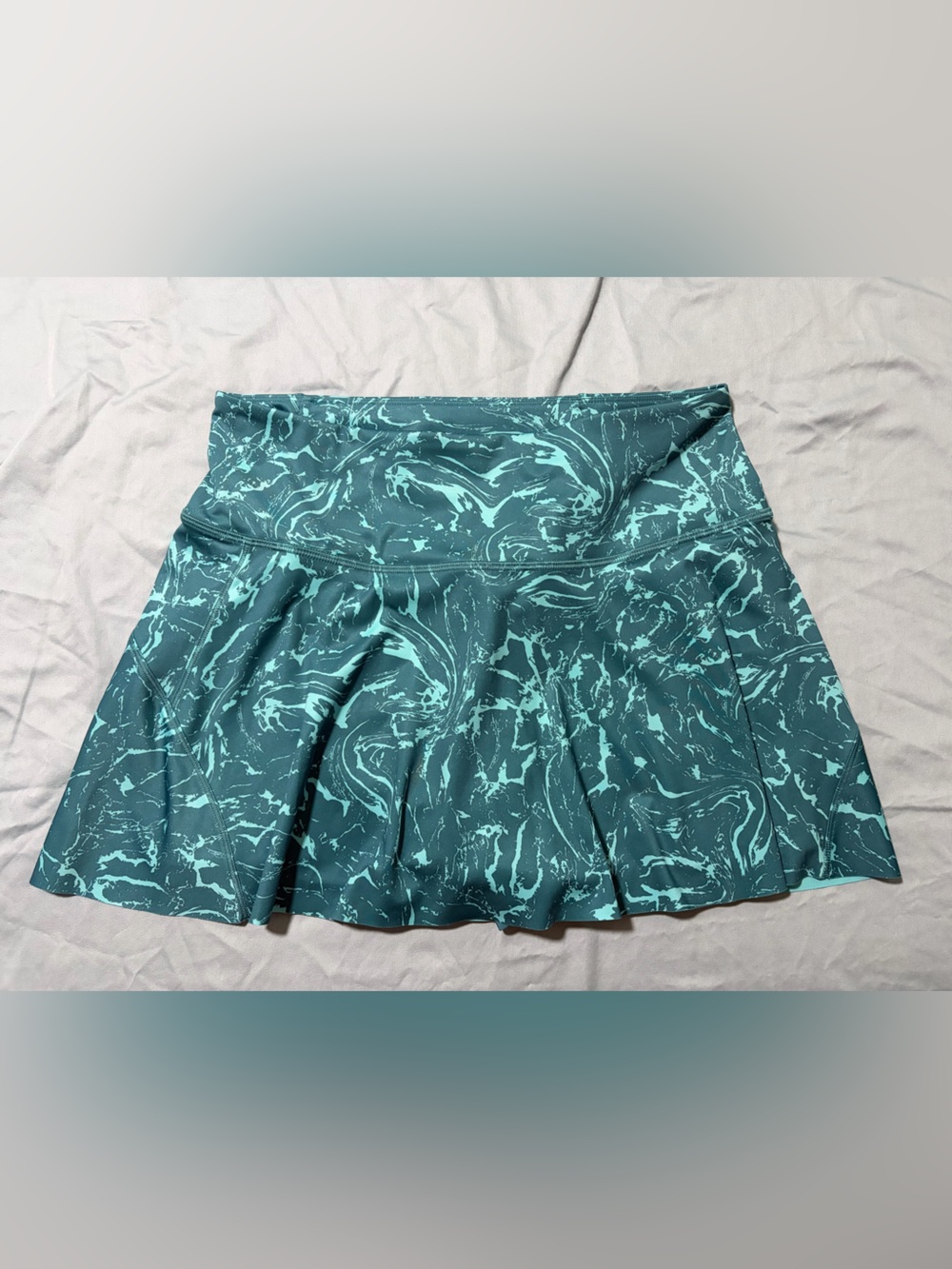 Athleta Teal Marble-Print Skater Skort